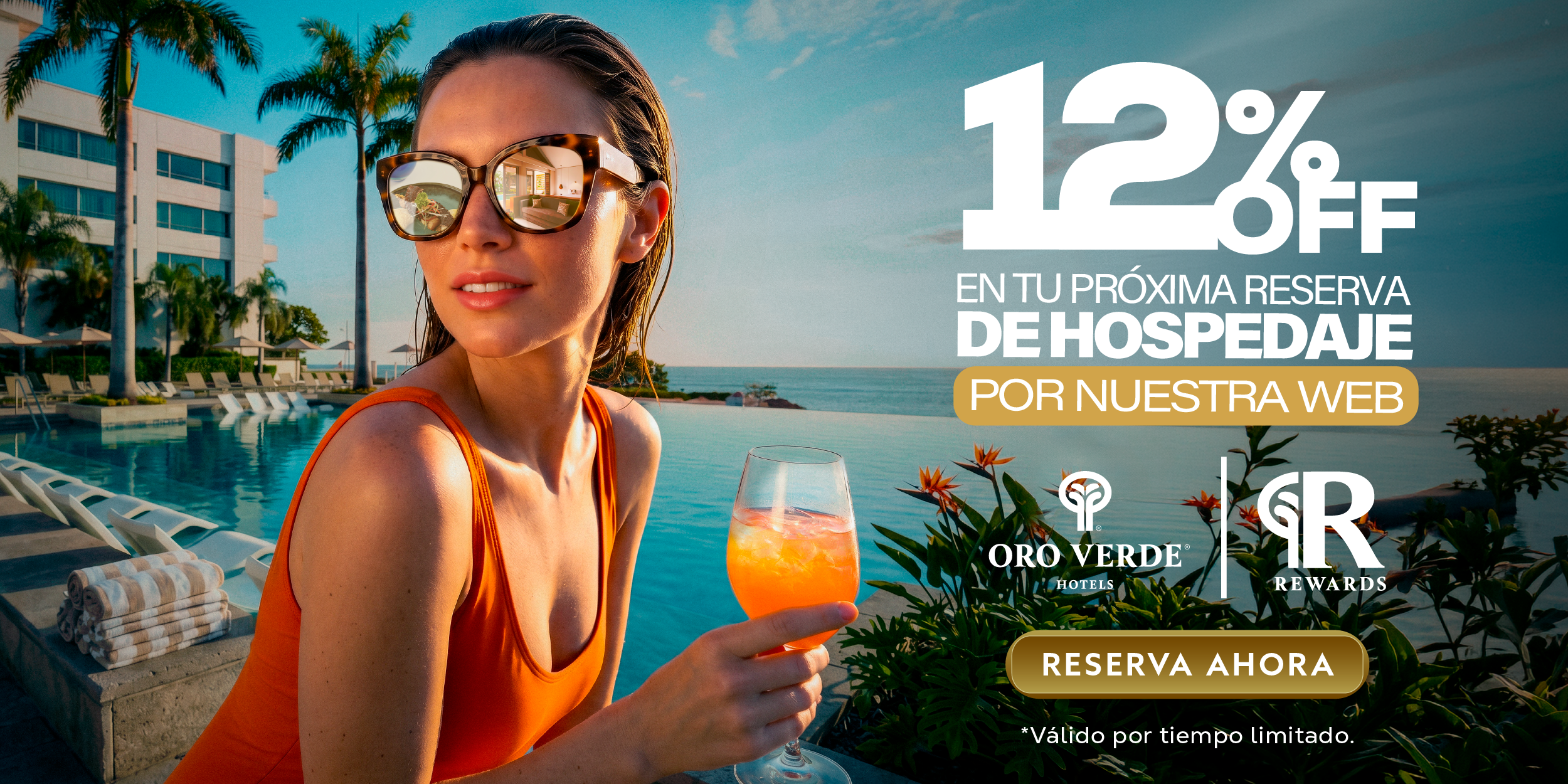 Escapada en Hoteles Oro Verde Ecuador con piscina y 12% de descuento en reservas web para socios Rewards.